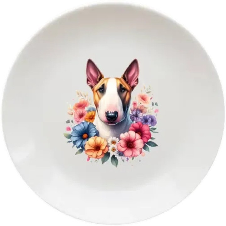 Bull terrier tányér, (Átmérő 20, 7 cm, Magasság 2 cm, Súly 340 gramm)