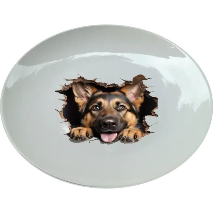 Német juhászkutya tányér, (Átmérő 25, 7 cm, Magasság 2, 7 cm, Súly 615 gramm)