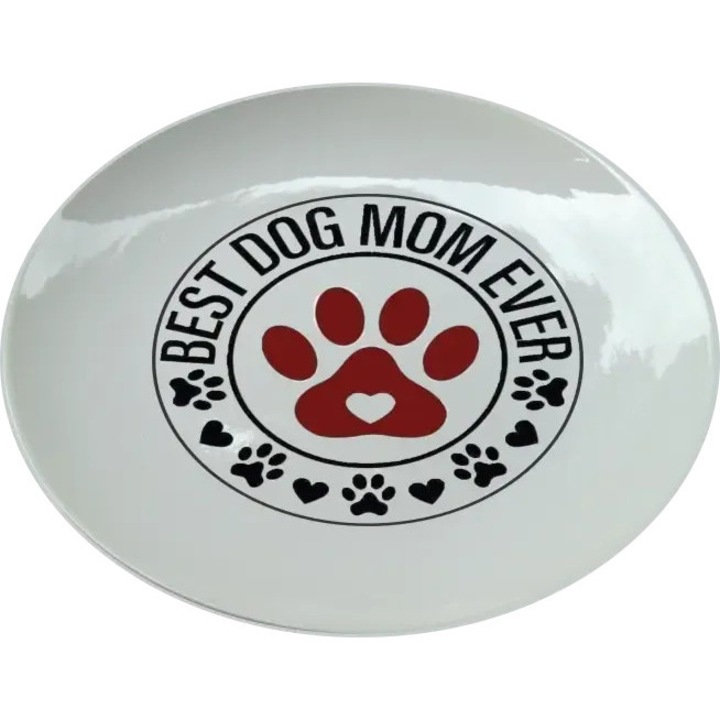 Best dog mom ever tányér, (Átmérő 25, 7 cm, Magasság 2, 7 cm, Súly 615 gramm)