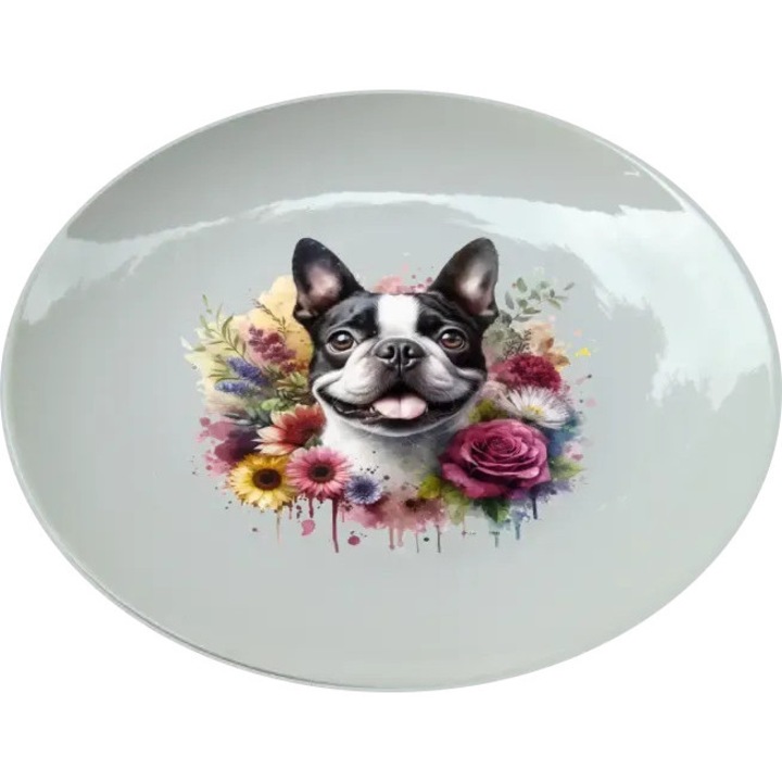 Boston terrier tányér, (Átmérő 25, 7 cm, Magasság 2, 7 cm, Súly 615 gramm)