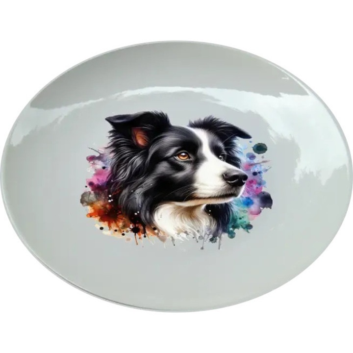 Border collie tányér, (Átmérő 25, 7 cm, Magasság 2, 7 cm, Súly 615 gramm)