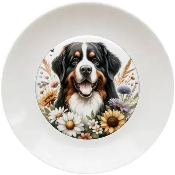 Berni pásztorkutya tányér, (Átmérő 20, 7 cm, Magasság 2 cm, Súly 340 gramm)