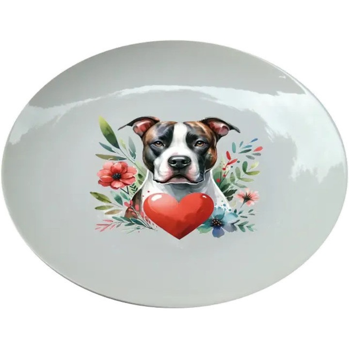 American staffordshire terrier tányér, (Átmérő 25, 7 cm, Magasság 2, 7 cm, Súly 615 gramm)