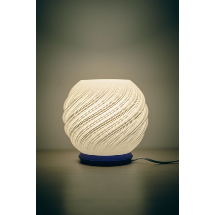Lampă de birou Orbe, design geometric spiral, material PLA eco-friendly, lumina caldă, 20cm