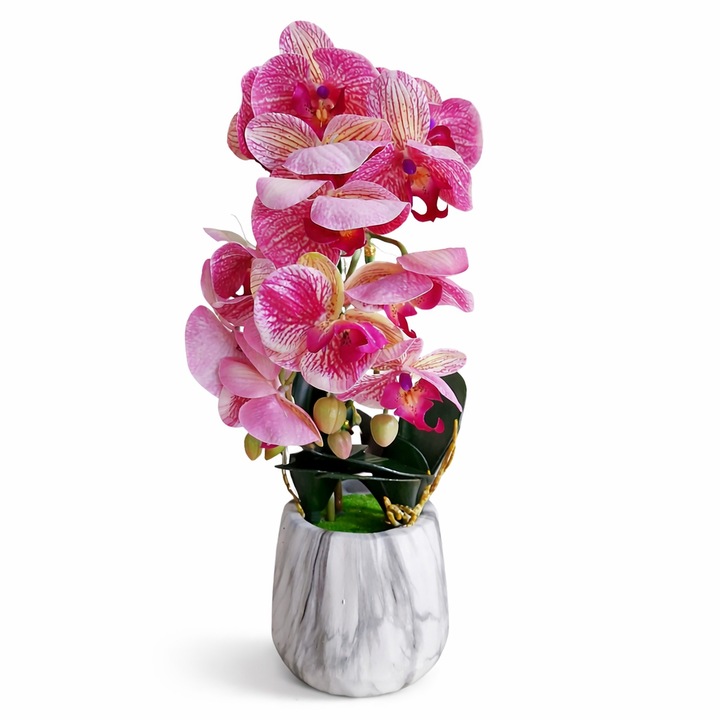Orhidee cu aspect natural in ghiveci ceramic, 47cm, roz