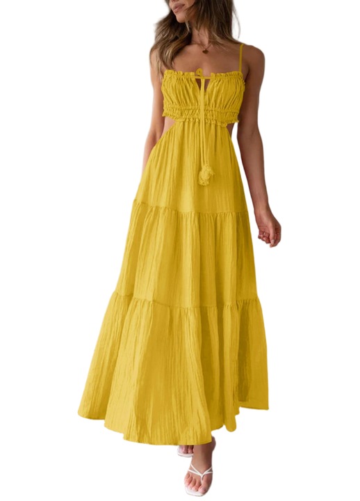 Рокля с презрамки Imily Bela, елегантна, жълта, размер M INTL