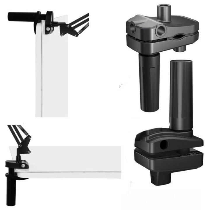 Clema reglabila pentru brat microfon, lampa si suport telefon tableta SkyTechs® pentru brat boom sau foarfeca, clema de masa si pat