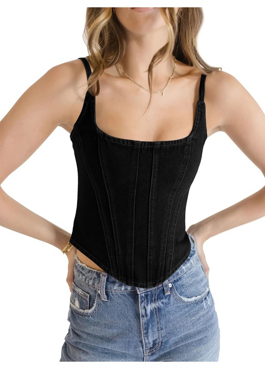Top Crop, Imily Bela, Bretela Negru, Negru