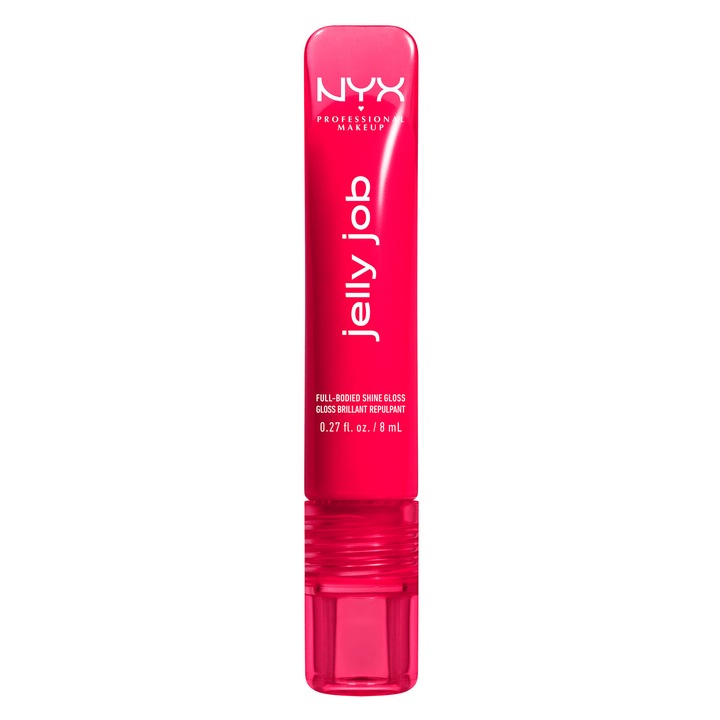 Luciu de buze NYX Professional Makeup Jelly Job 14 Cherry Jelly, stralucire intensa, efect de netezire, 8 ml