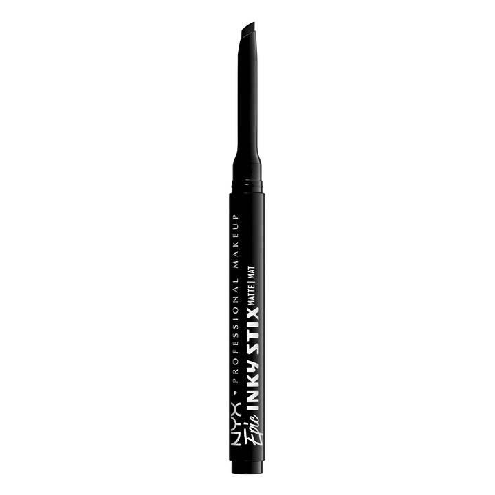 Creion de ochi tip gel NYX Professional Makeup Epic Inky Stix 1 Black Screen, waterproof, varf inclinat precis, 0.1 g