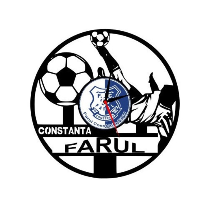 Стенен часовник Фарул Констанца, ръчна изработка от винил, безшумен механизъм, 30x30 см