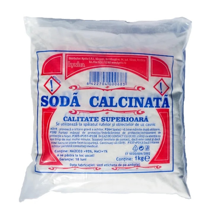 Soda calcinata Kynita, pentru spalarea rufelor sau vaselor, 1 kg