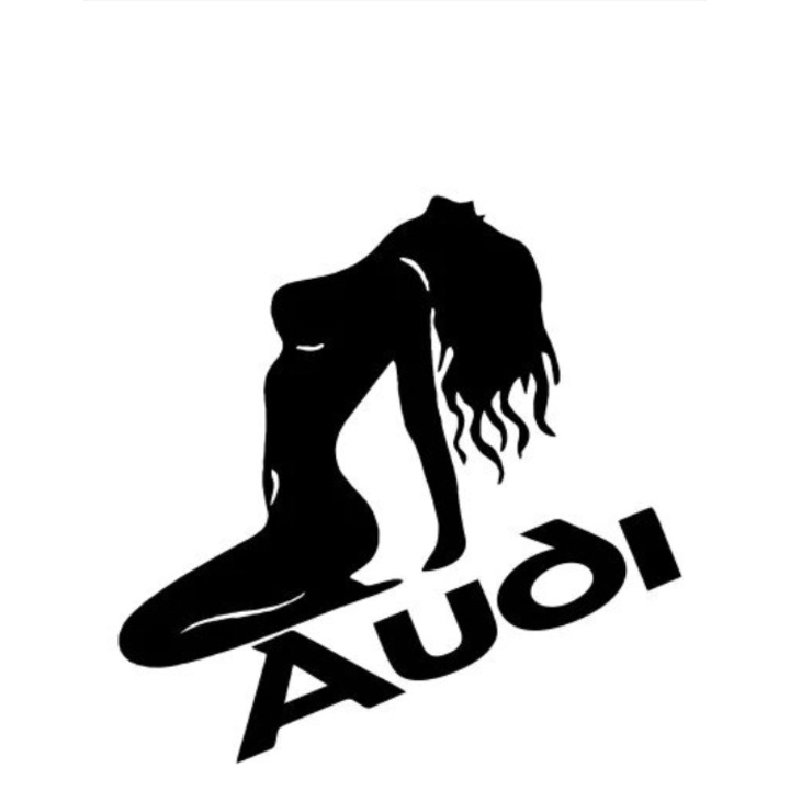 Sticker Auto Audi Sexy Girl 2, alb, 20 cm, sticker autocolant, premium