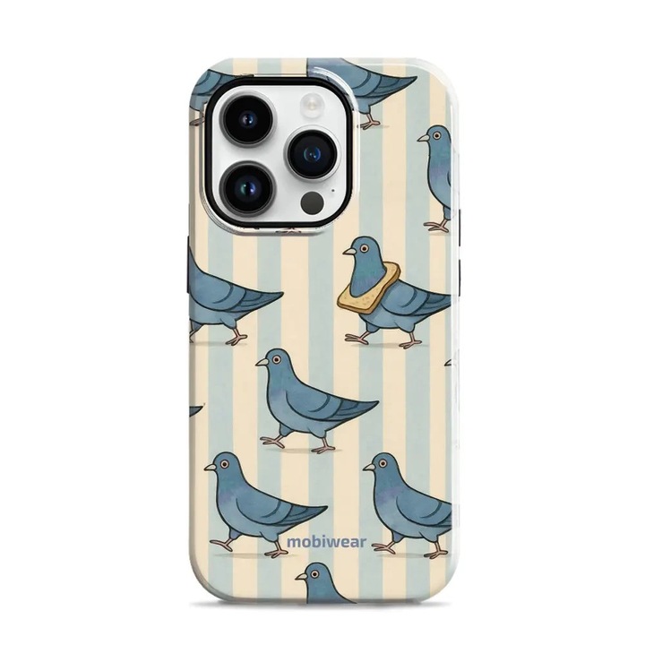 Husa, Mobiwear - Elite Pro - EP91E pentru iPhone 14 Pro, Porumbei Albastri