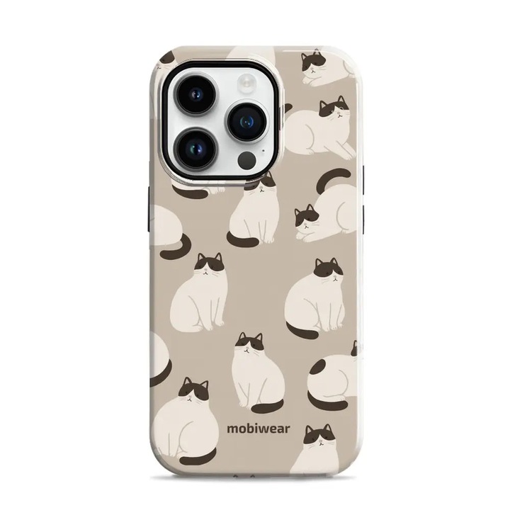 Husa, Mobiwear - Elite Pro - E160E pentru iPhone 14 Pro, Cafea Miau
