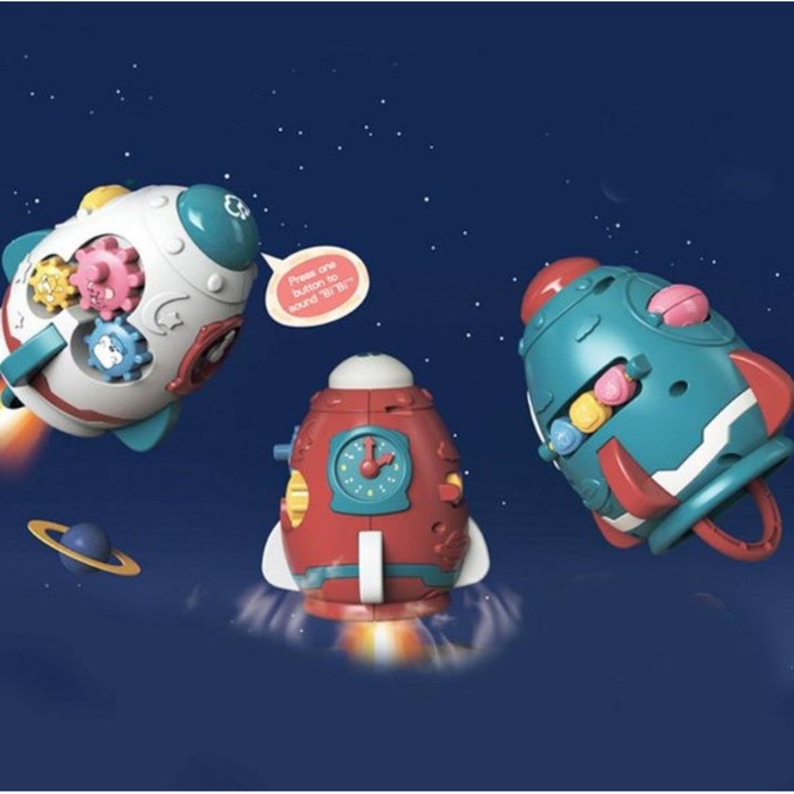 Set de 12 jucării interactive în formă de racheta, Toy Toy Toy, colorate, 38x29x36cm