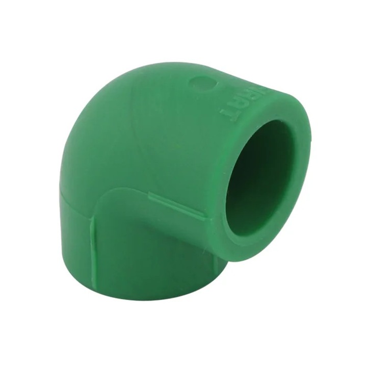 PP prés könyök, D 50mm, zöld, 90 fok