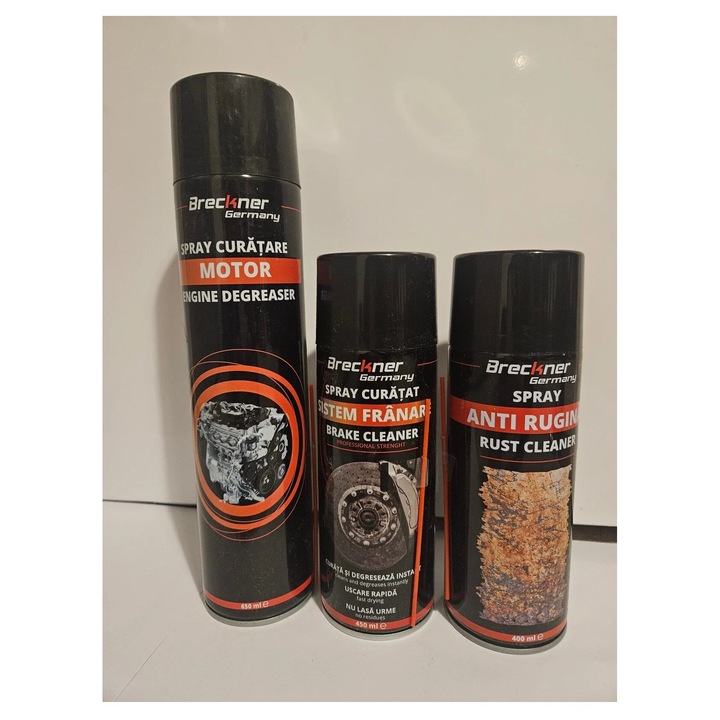 Pachet auto, spray curatare motor pe exterior, spray curatare discuri de frana, spray degripant