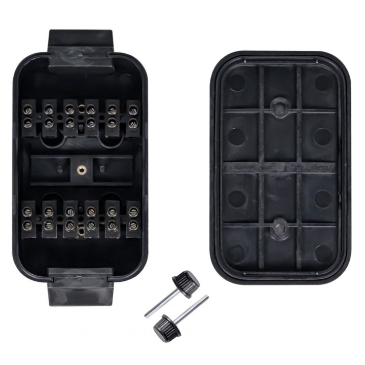 Cutie electrică 12 poli, KAMAR, 75.3x147.5mm, negru