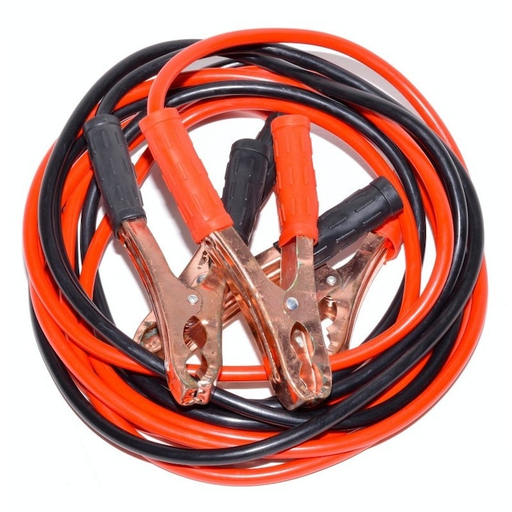 Set cabluri auto 400A cu clești metalici, lungime 4m, 2 bucăți, roșu/negru