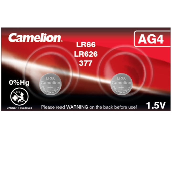 Set 2 Baterii Alcaline Buton AG4 LR626 1.5V 50mAh, pentru Calculatoare, Jucarii, Dispozitive Medicale Subtire