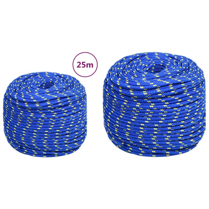 Franghie de barca, albastru, 6 mm, 25 m, polipropilena