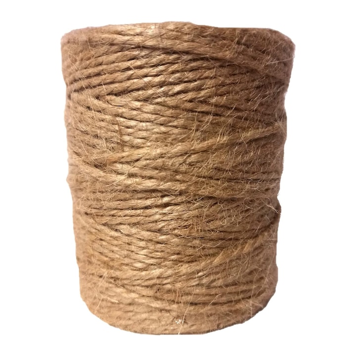 Sfoara Din Jute, Netuno, Material Natural, Pentru Proiecte DIY, Pentru Crearea Decoratiunilor, Lungime 100 m, Latime 2 mm, 100 x 2 mm, Bej