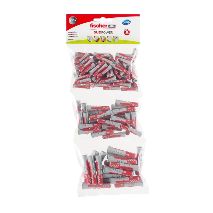 Set dibluri nylon 130 buc, Fischer Profi-Box 544405, 6x30mm, 8x40mm, 10x50mm
