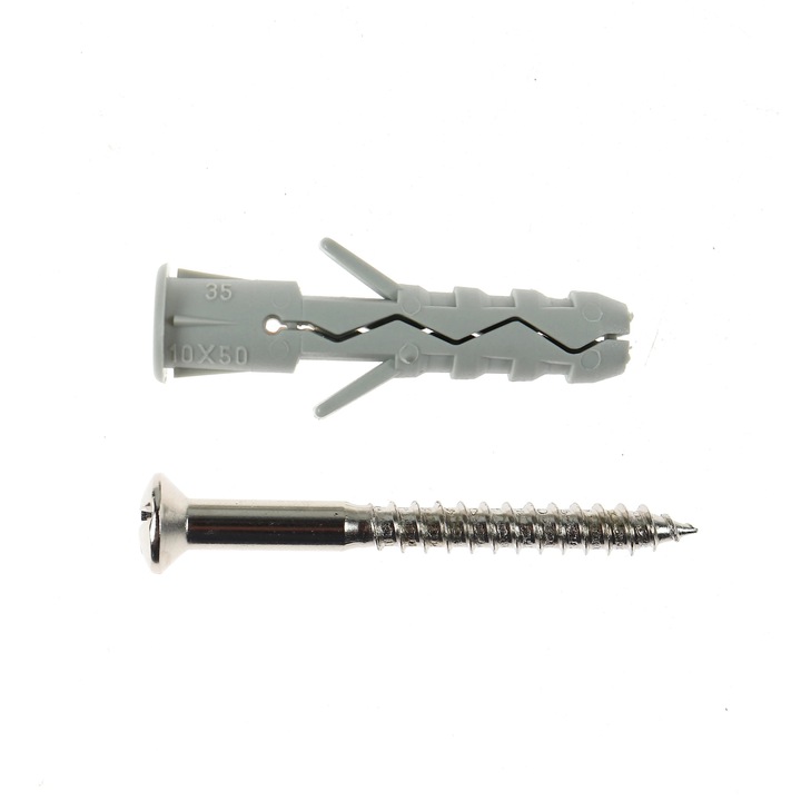 Diblu universal din nylon, 10x50mm, cu surub cu cap bombat
