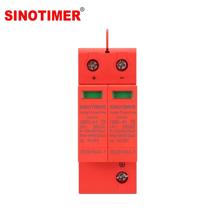 Descarcator de supratensiune DC SINOTIMER OBS-41, Tip 2, 500VDC, 40kA, pentru sisteme fotovoltaice