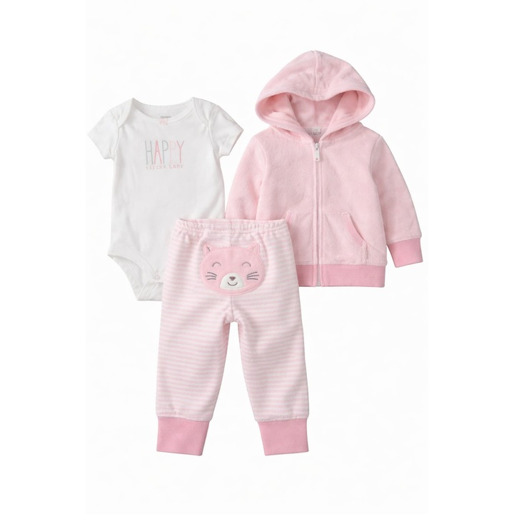 Compleu Carter's bumbac 3 piese roz 9 luni