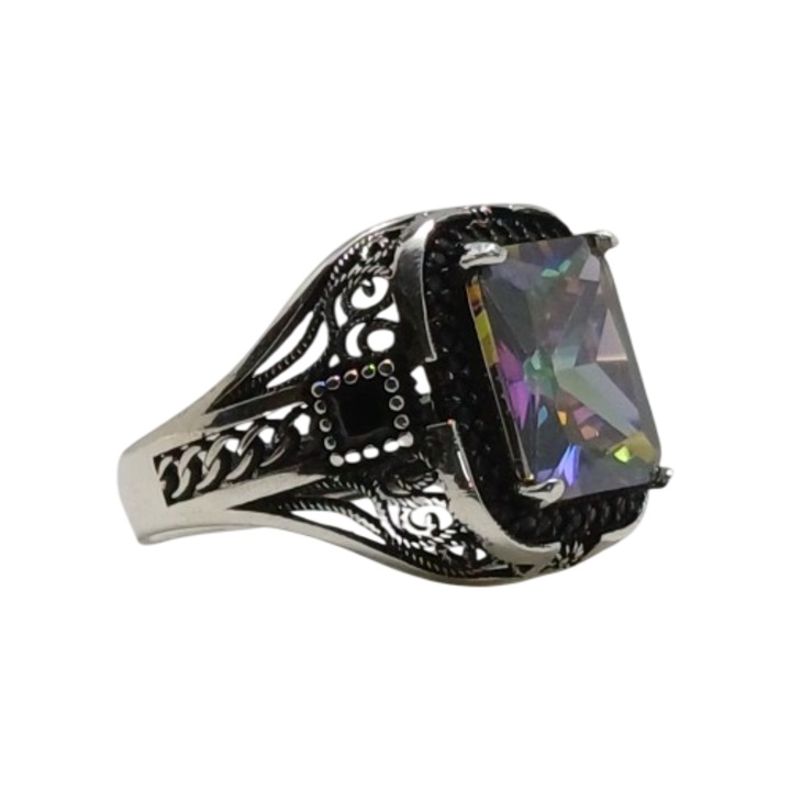 Inel din argint 925, The Silver Rush, piatră mistică, mărime 19