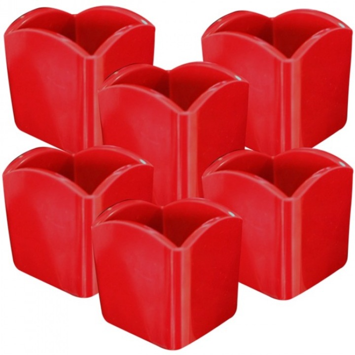 Set 6 suporturi pătrate melamina RAKI, roșu, 5x6.5x6.5cm