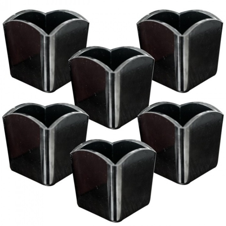 Set 6 suporturi patrate melamina RAKI pentru pliculete zahar, 5x6x6.5cm, negru
