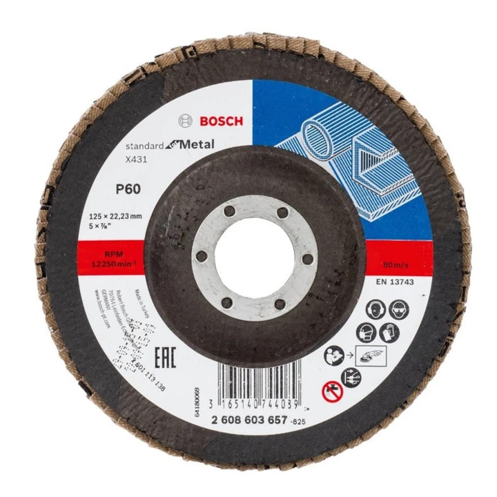Disc lamelar pentru metal, Bosch Standard for Metal, 125x22.23mm, granulatie 60