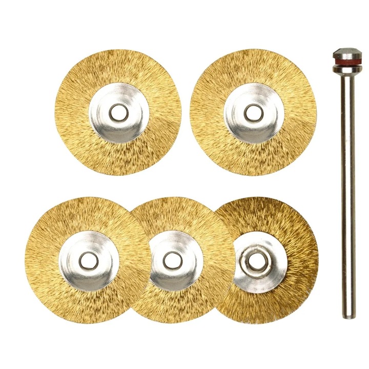Perie circulara, cu tija, pentru bronz, Proxxon 28962, diametru 22 mm, set 5 bucati
