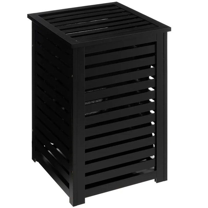 Кош за пране 5Five Sicle, изработен от MDF дърво, вместимост 65 литра, 40x40x58 см, черен