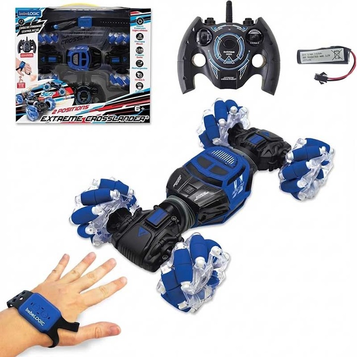 Masinuta Off-Road cu Telecomanda bebeLOGIC Extreme Crosslander, viteza 12 km/h, reincarcabila, cu efecte de lumina, pentru 6+ ani