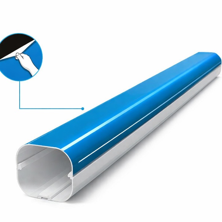 Canal mascare pentru trasee frigorifice, electrice si instalatii de climatizare, protectie si organizare cabluri AC, material PVC rigid anti-UVA cu folie protectoare, model EXCELLENS TP 72-EXC, dimensiuni 72×64×2000 mm (l×h×L), Tecnosystemi