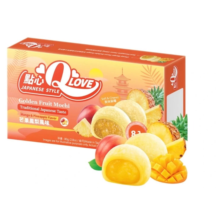 Mochi Qlove mangó és ananász ízzel, 80g