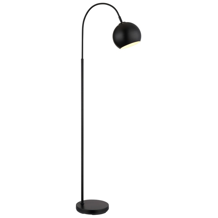 Lampa de podea metal negru mat, metal negru mat, cablu PVC negru, comutator cu pedala in cablu, LxLxA: 580x200x1500mm, lungime cablu 1800mm, excl. 1x E27 60W 230V