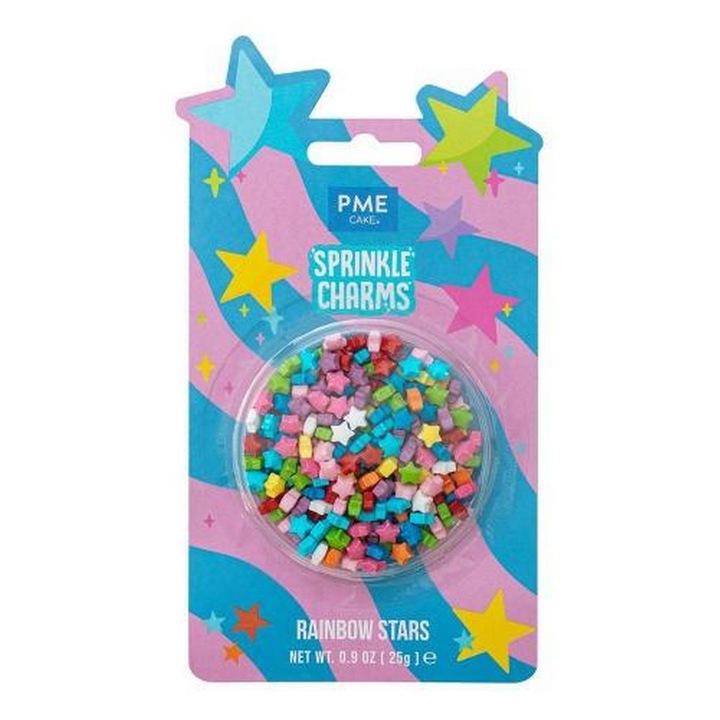Decoratiuni mix din zahar Stelute Curcubeu Sprinkles Charms 25g, PME
