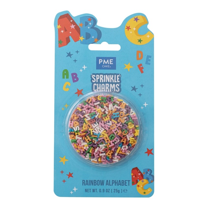 Decoratiuni mix din zahar Alfabetul multicolor Sprinkles Charms 25g, PME
