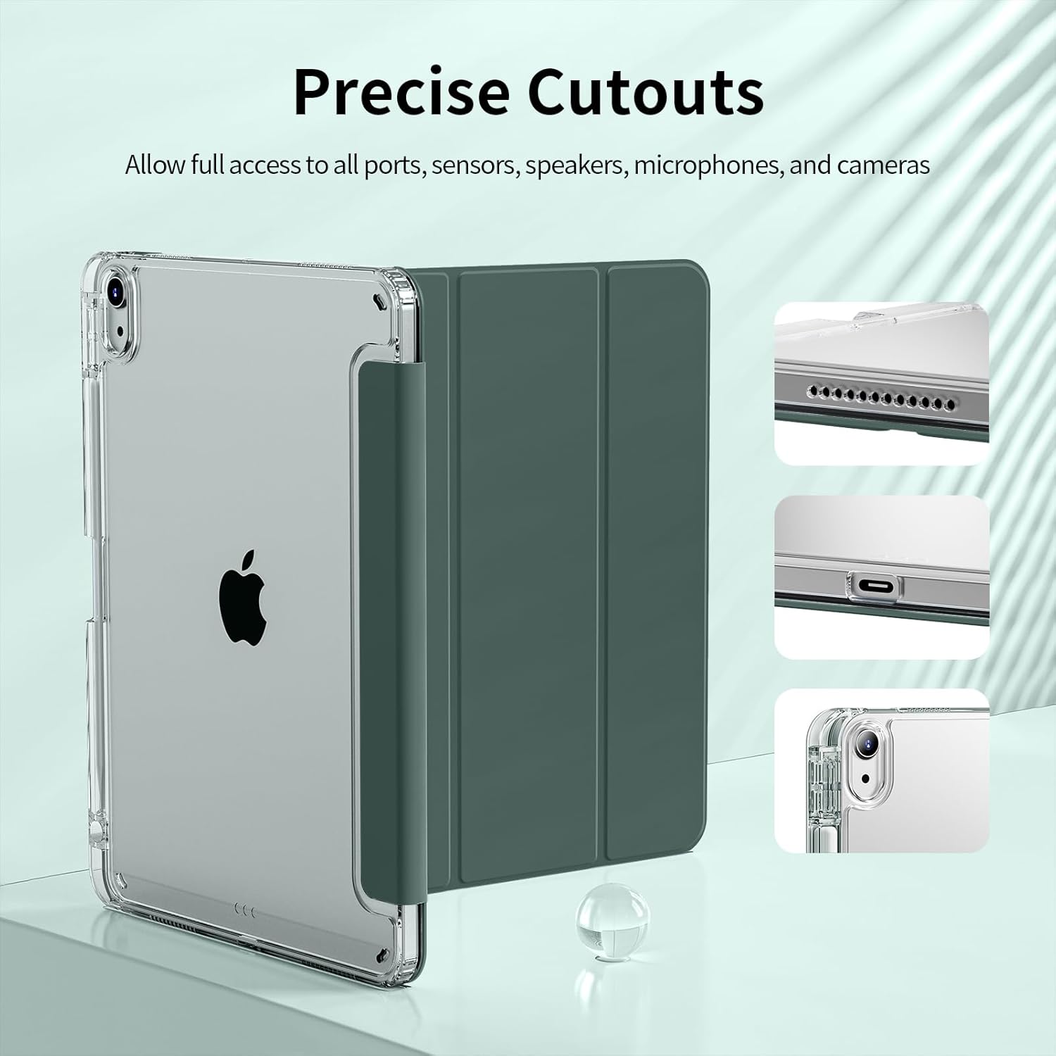 Husa protectie tablete, Rezistenta la socuri, Pentru iPad iPad 10th/11th Generation (10.9/11 Inch) Verde intunecat