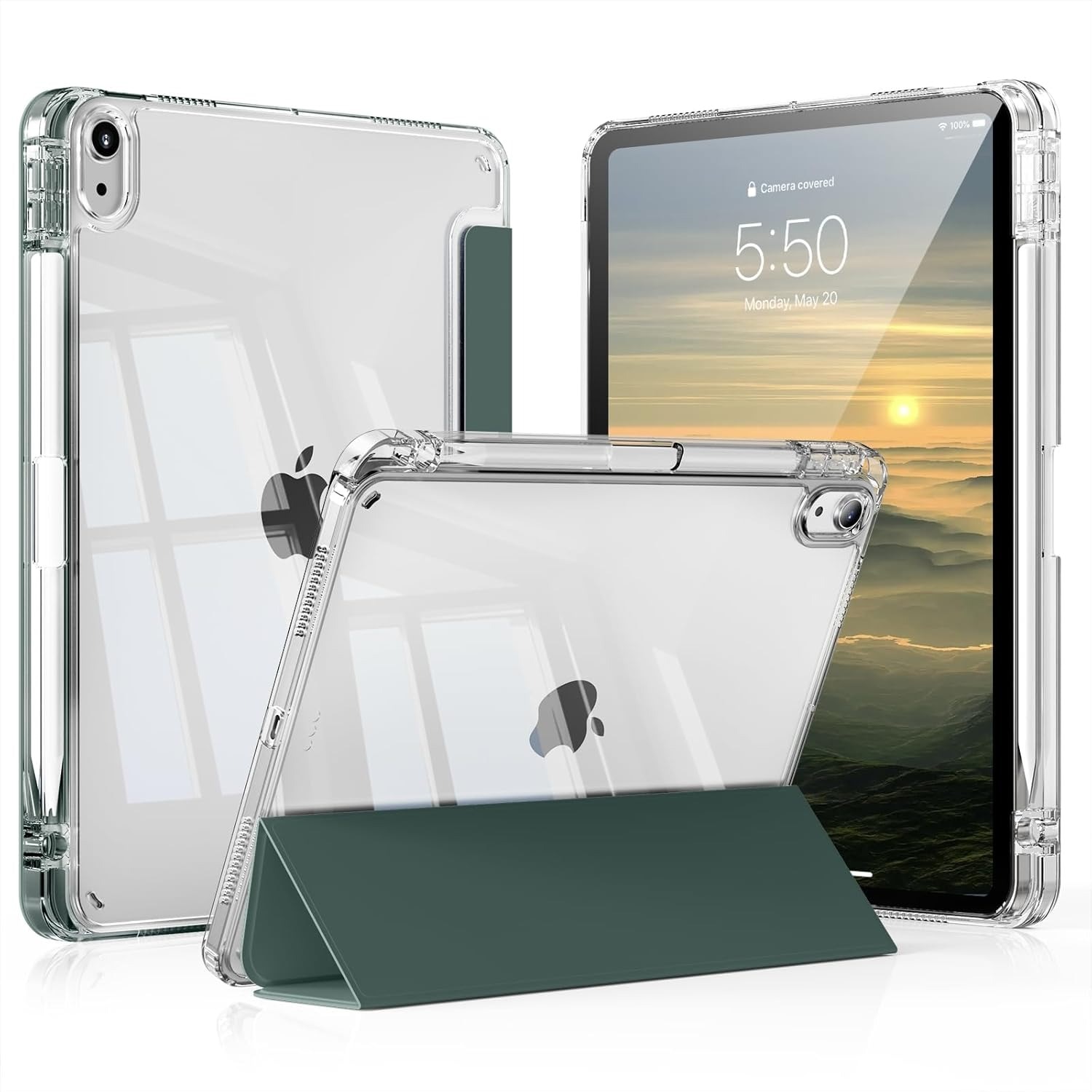 Husa protectie tablete, Rezistenta la socuri, Pentru iPad iPad 10th/11th Generation (10.9/11 Inch) Verde intunecat