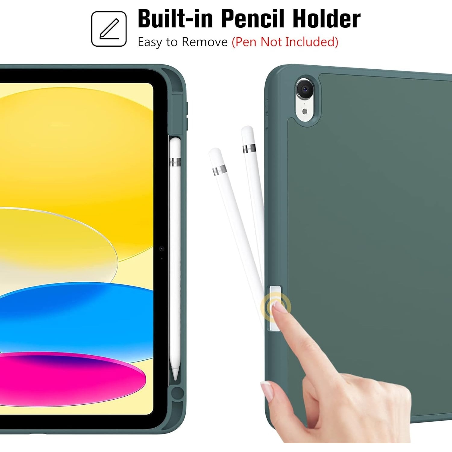Husa Inteligenta compatibila cu Apple iPad 10th 10.9", Unghiuri Ajustabile, Verde intunecat