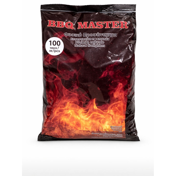 Brichete naturale aprins focul, 100 bucati, 480g, cuburi, KTR BBQ Master