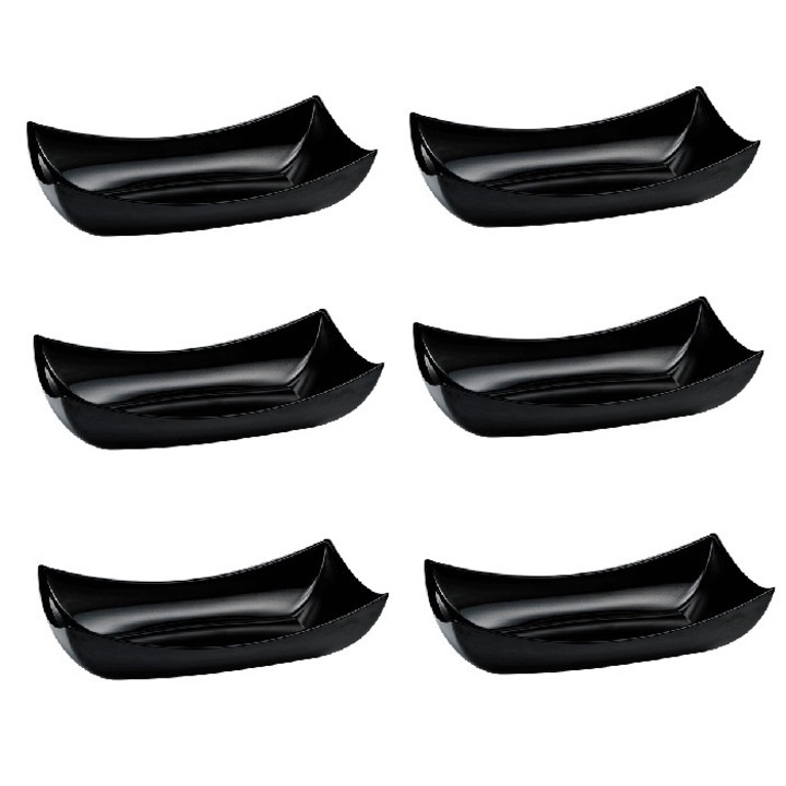 Set 6 boluri dreptunghiulare Culinaro, melamină, negru, 5x14x4cm