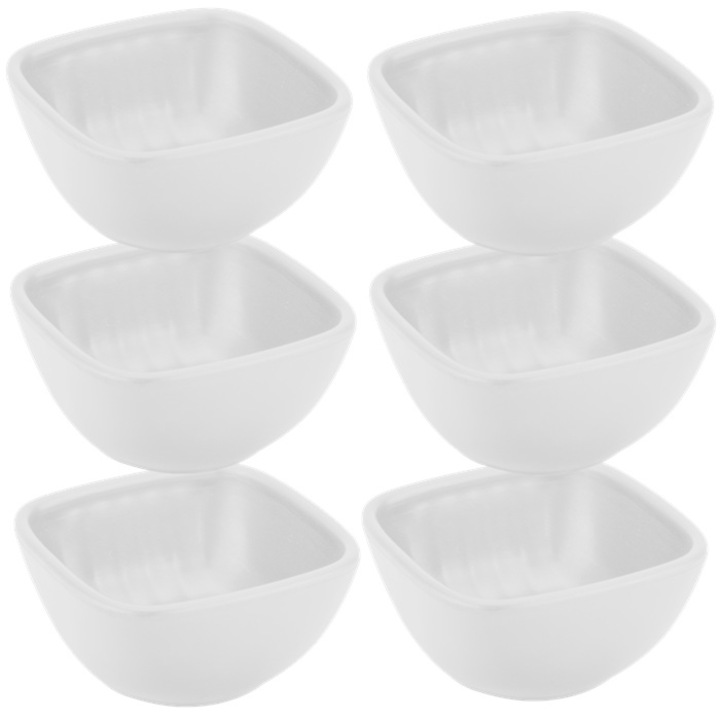 Set 6 boluri ramekin patrate Culinaro, alb, 5x6.5x3.3cm, 60ml
