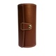 Etui pentru 3 ceasuri, piele eco maro, design cilindric, interior moale crem, 19x9cm